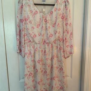 Charming Charlie Pink and Cream Floral Dress